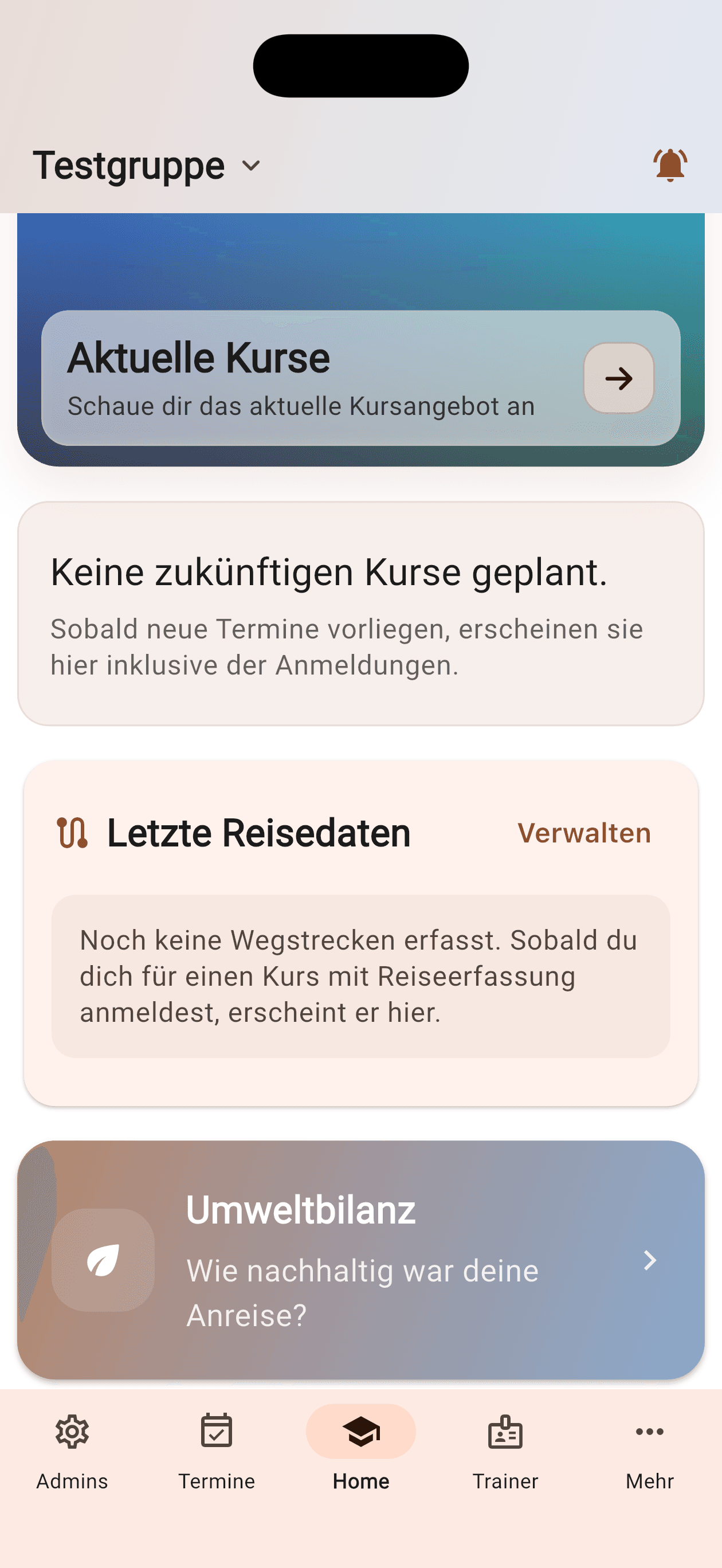 KursKompass App – Startansicht
